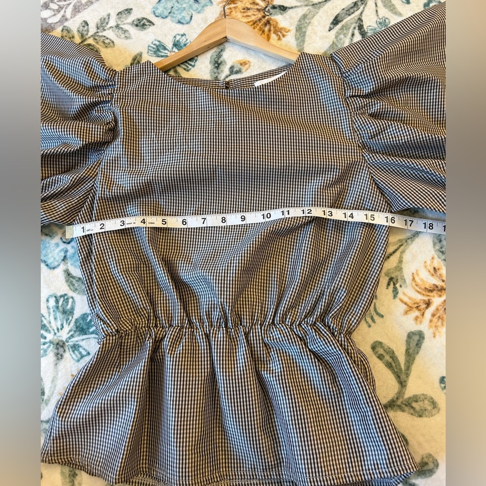 Topshop Black and Tan Checkered Plaid Blouse - Picture 10 of 13